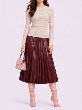 Reiss Suri Pink Ribbed Crew Neck Pullover Sweater Neutral Stretchy SZ S NWT